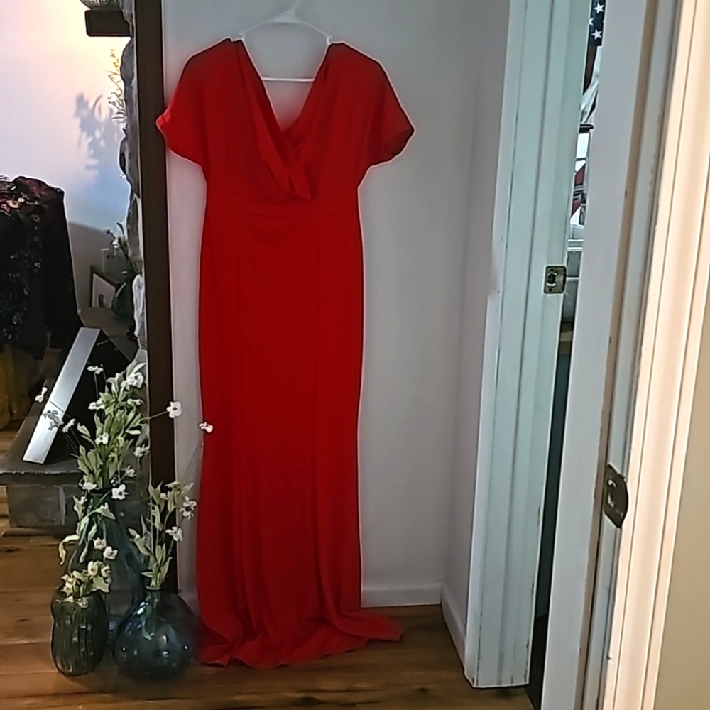 Large red off the shoulders dress